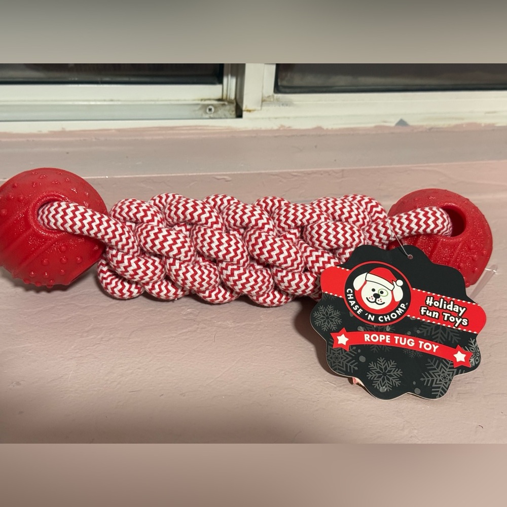 Chase 'N Chomp Red and White Rope Tug Toy